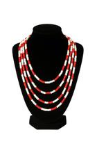 Guia Missangão Branca com Vermelha Opaca Força Fé Proteção Espiritual