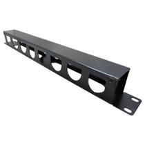 Guia Organizadora de Cabos Horizontal Fechada 1U de Altura Para Racks Padrão 19 - Preto