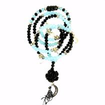 Guia Preta e Azul para Pombagira Cristais 8mm