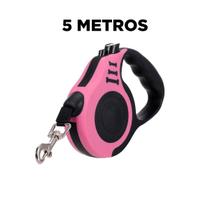 Guia Retrátil Coleira Passeio Cachorro Gato Resistente 5m