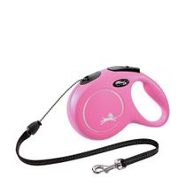 Guia retratil Flexi New Classic Corda M Rosa p/ cães até 20kg