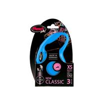 Guia retratil Flexi New Classic Corda PP Azul p/ cães até 8kg