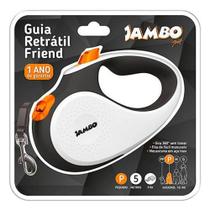 Guia Retrátil Friend Jambo Pet Branca e Laranja