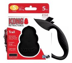 Guia Retrátil Kong Trail 5m Preto Pequeno Cães Até 20kg