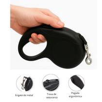 Guia Retrátil Pet Premium 3m, Ideal para Passeios de Cachorros e Gatos