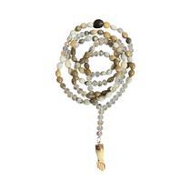 Guia/Rosário de Pretos Velhos Sementes Lágrimas de Nossa Senhora, Cristais e Figa de Madeira