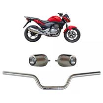 Guidão Com Pesinho Cb Twister 2009 a 2015 / Cb 300 2004 a 2008 Cromado Rosca Moto