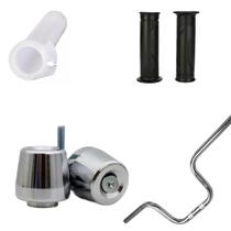 Guidão cromado para Yamaha Ybr Factor 2001 a 2015 com pesinho manopla e roldana