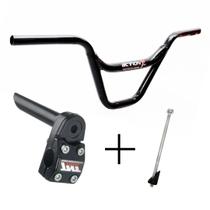Guidão De Bicicleta Cross BMX Bike Free Style Alto 22,2mm kit com Mesa Alumínio + Parafuso Expander