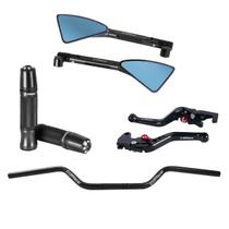 Guidão Esportivo 22mm Manopla Jupiter Manete Retrovisor Cb300 Cbx250 Twister