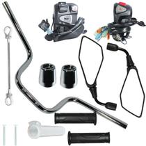 Guidão guidom CG150 CG160 Fan Titan Cargo Start 14/ com kit pisca alerta lampejador e peso retrovisor manopla barrinha Guidão guidom CG150 CG160 Fan Titan Cargo Start 14/ com kit pisca alerta lampejador e peso retrovisor manopla barrinha