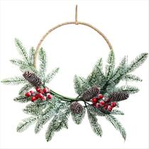 Guirlanda Arco Galhos Nevado com Pinha e Berries 40CM - Magizi