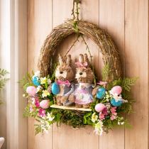 Guirlanda Arranjo Casal Coelho Ovos Decoração De Páscoa 35cm Guirlanda Arranjo Casal Coelho Ovos Decoração De Páscoa 35cm