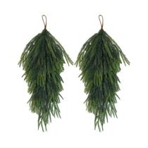 Guirlanda Artificial De Agulhas De Pinheiro Norfolk Verde Em Forma De Gota Para Decoração De Natal