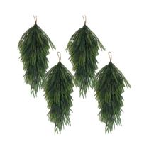 Guirlanda Artificial De Agulhas De Pinheiro Norfolk Verde Em Forma De Gota Para Decoração De Porta E Guirlanda Artificial De Agulhas De Pinheiro Norfolk Verde Em Forma De Gota Para Decoração De Porta E