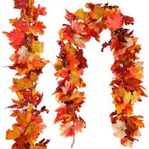 Guirlanda artificial de folha de ácer de outono Sggvecsy, pacote com 3 unidades