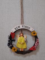 Guirlanda Bem Vindo com anjo pendurado 17cm Guirlanda Bem Vindo com anjo pendurado 17cm