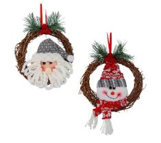 Guirlanda carinha papai noel e boneco de neve tricot c/2