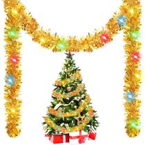 Guirlanda de árvore de Natal Kingdder Prelit Tinsel com luzes