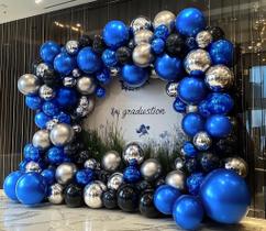 Guirlanda de balão azul preto, recheado duplo, balões azul-marinho, azul royal, kit de arco de balão preto prateado para aniversário, Halloween, casamento, aniversário de formatura, decoração de festa de ano novo Guirlanda de balão azul preto, recheado duplo, balões azul-marinho, azul royal, kit de arco de balão preto prateado para aniversário, Halloween, casamento, aniversário de formatura, decoração de festa de ano novo