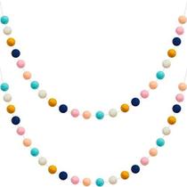 Guirlanda de bolas de arco-íris de feltro de lã WILLBOND 24 bolas de 2 m de comprimento