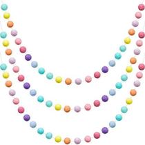 Guirlanda de bolas de arco-íris de feltro de lã WILLBOND 24 bolas de 2 m de comprimento