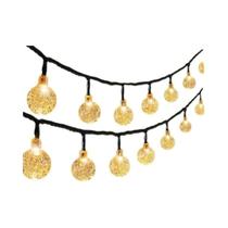 Guirlanda De Bolas De Cristal Solar Coloridas Para Jardim Externo, Luzes De Fada Para Decoração De