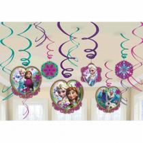 Guirlanda de Decorações Suspensas Disney Frozen com Espirais - Pacote com 12 Guirlanda de Decorações Suspensas Disney Frozen com Espirais - Pacote com 12