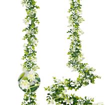 Guirlanda de eucalipto artificial HIAGROW de 1,8 m com 2 flores, pacote com 2