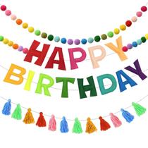 Guirlanda de Feltro com Bolas para Aniversário Happy Birthday Packyouth