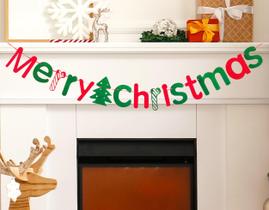 Guirlanda de Feltro de Natal JSDJ - Banner "Feliz Natal" com Árvore de Natal Guirlanda de Feltro de Natal JSDJ - Banner "Feliz Natal" com Árvore de Natal