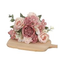 Guirlanda De Flores Artificiais Com 7 Rosas De Seda, Peônias E Hortênsias Para Decoração De