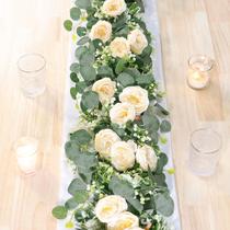 Guirlanda de flores artificiais TOCHGREEN Eucalyptus com rosas 1,8 m Guirlanda de flores artificiais TOCHGREEN Eucalyptus com rosas 1,8 m