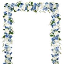 Guirlanda de flores de peônia artificial Dear House 6 pés/fio (branco e azul e azul escuro) Guirlanda de flores de peônia artificial Dear House 6 pés/fio (branco e azul e azul escuro)