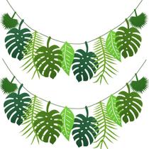 Guirlanda De Folhas Tropicais 2 Peças Decoração Para Festa Havaiana Luau Tema Praia De Verão Guirlanda De Folhas Tropicais 2 Peças Decoração Para Festa Havaiana Luau Tema Praia De Verão