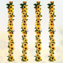 Guirlanda de girassol artificial, pacote com 4, 2,3 m para decoração de outono Guirlanda de girassol artificial, pacote com 4, 2,3 m para decoração de outono