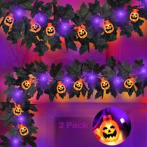 Guirlanda de Halloween Grastfu Black com luzes de abóboras 13 pés e 40 LED