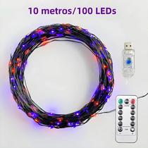 Guirlanda de LED Halloween - Laranja e Roxo - 10M/20M - 8 Modos - Decoração de Jardim