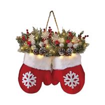 Guirlanda De Luvas De Natal Iluminadas: Lindo Pingente Suspenso Para Decoração De Parede E Porta De
