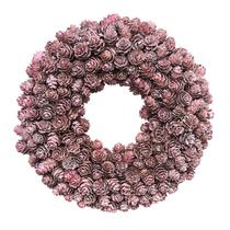 Guirlanda de Natal 23cm Rosa c/Pinhas Feita à Mão