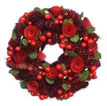 Guirlanda De Natal 24cm Vermelha Frutos - Feita A Mão. Guirlanda De Natal 24cm Vermelha Frutos - Feita A Mão.