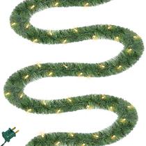 Guirlanda de Natal Biswing 15m com 100 luzes transparentes PVC verde Guirlanda de Natal Biswing 15m com 100 luzes transparentes PVC verde