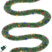 Guirlanda de Natal Biswing pré-iluminada de 15 m com 100 luzes multicoloridas Guirlanda de Natal Biswing pré-iluminada de 15 m com 100 luzes multicoloridas