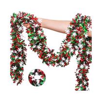 Guirlanda De Natal Com Flocos De Neve Metálicos De 2M, Decoração Para Árvore De Natal, Decoração De
