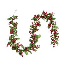 Guirlanda De Natal Com Frutas Vermelhas Flores Artificiais Para Decoração De Porta Mesa Escadas