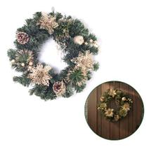 Guirlanda De Natal Decoração Porta Enfeite Verde Dourado