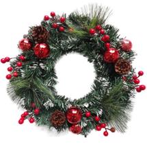 Guirlanda de natal decorativa de pendurar com bolas vermelhas para porta - placa decorada Guirlanda de natal decorativa de pendurar com bolas vermelhas para porta - placa decorada