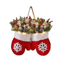 Guirlanda De Natal Em Forma De Luva Com Flores Simuladas Para Decoração De Janelas, Portas E Festas