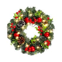 Guirlanda De Natal Em PVC Com LED Vermelho, Decorações Elegantes De Frutas Para Janela, Porta, Guirlanda De Natal Em PVC Com LED Vermelho, Decorações Elegantes De Frutas Para Janela, Porta,