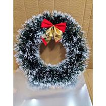 Guirlanda De Natal Enfeite Com Laço Vermelho Para Porta 25 Nevada